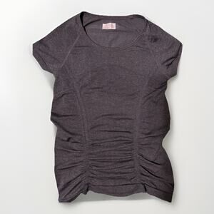 Athleta Women's Gray Breathable Stretch Athletic Fit SS T-Shirt S Gripper Waist